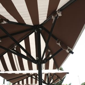 Interior of the striped parasol